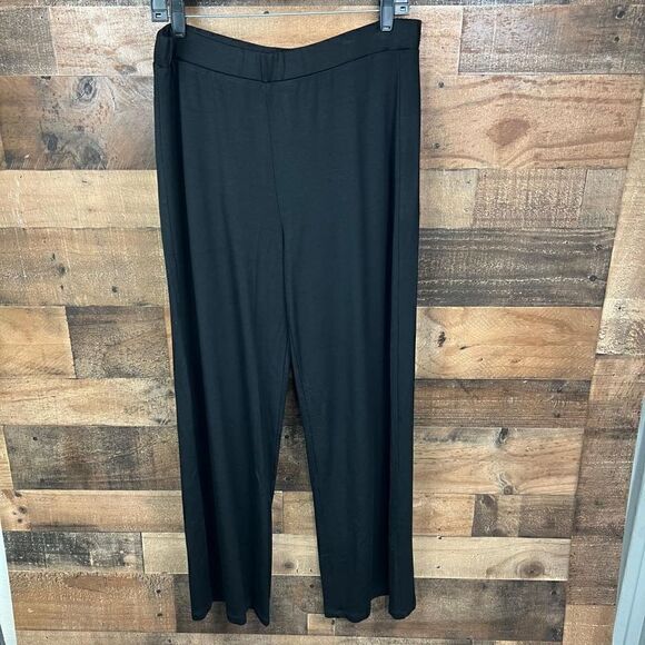 DKNY Pure Travel Pants Black Elastic Waist Wide Leg Lounge Leisure Size Large - Picture 13 of 13